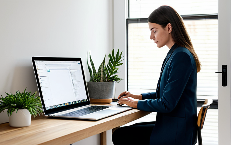 **

"A woman in a well-organized, minimalist home office, surrounded by plants, working on a laptop, fully clothed, professional attire, safe for work, perfect anatomy, natural proportions, family-friendly, professional photography, high quality, appropriate content.  The scene emphasizes calm and focus.  The desk is uncluttered, with only essential items."

**