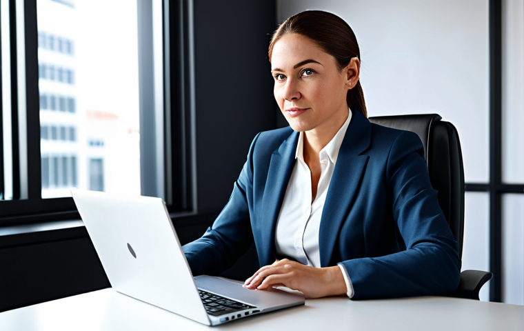 Career Woman**

"A professional businesswoman in a modern office setting, fully clothed in a modest business suit, sitting confidently at her desk, working on a laptop, appropriate attire, safe for work, perfect anatomy, natural proportions, professional portrait, high quality, family-friendly."

**