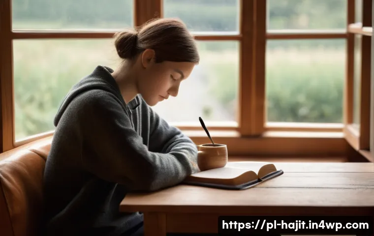 자기 성찰을 위한 스트레스 완화 기법 - **Prompt:** A serene young adult, dressed in comfortable, soft leisurewear, is deeply engrossed in w...
