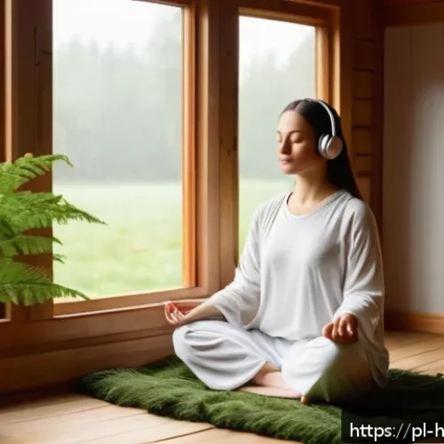 자기 성찰을 위한 명상 음악 추천 - A serene indoor meditation scene in a cozy Polish countryside wooden cabin during early morning ligh...