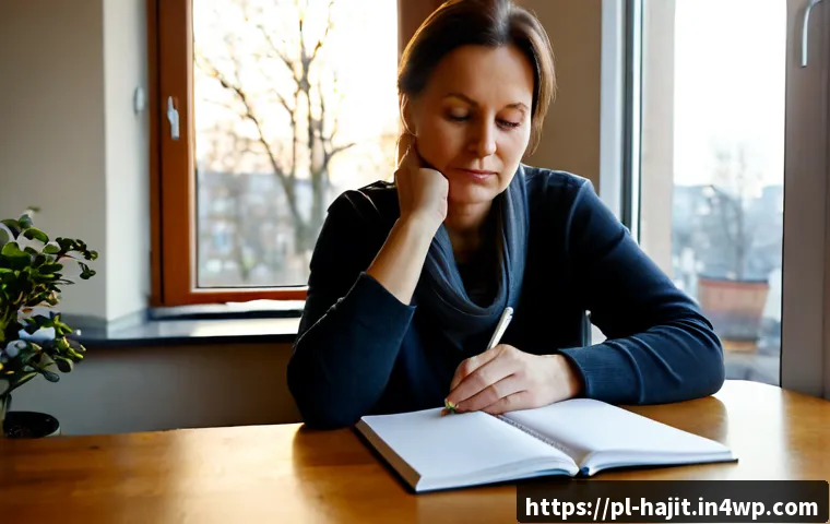 Home 17 자기 성찰을 통한 인간관계 개선 전략 - Photorealistic scene of a thoughtful Polish woman in her late 40s sitting by a large apartment windo...